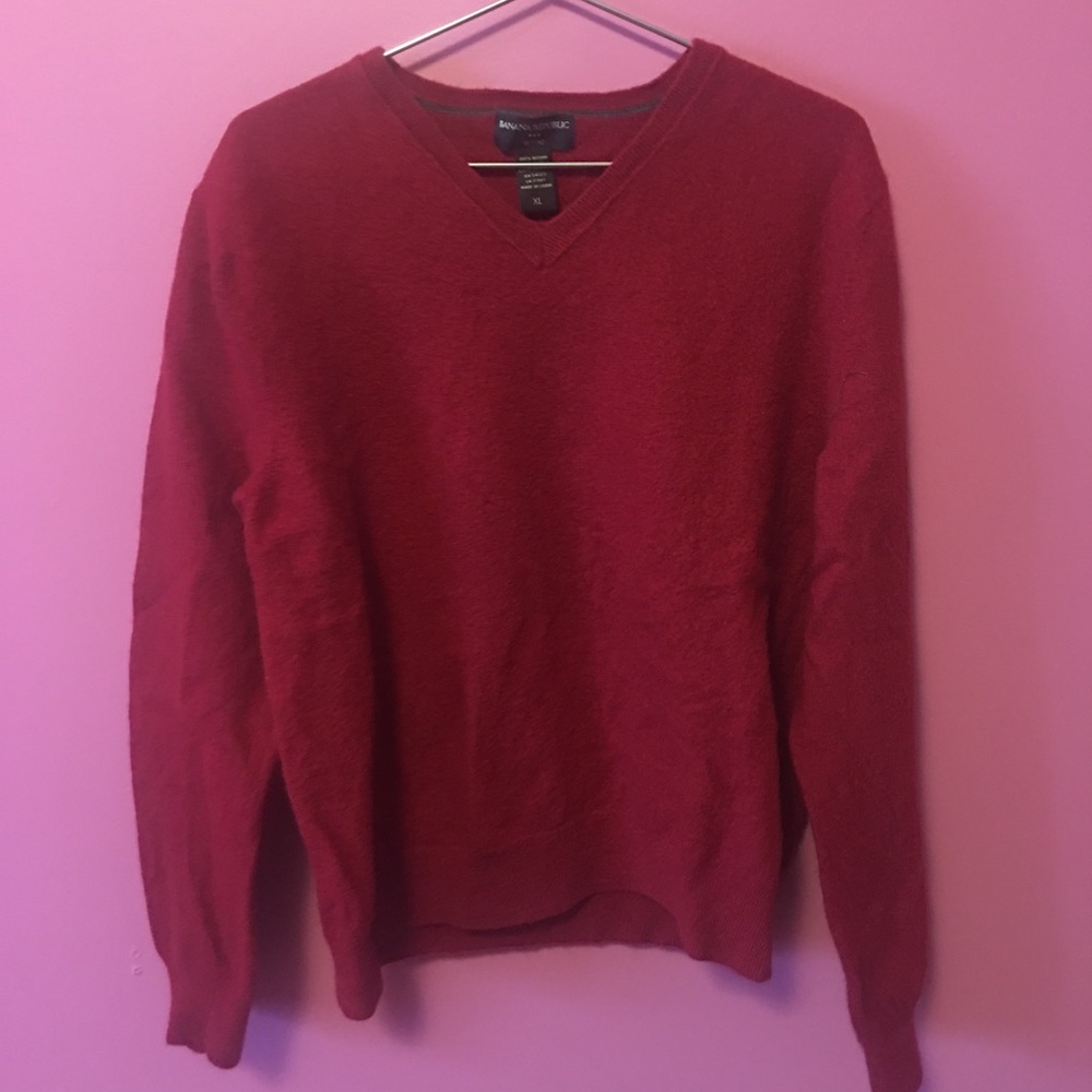 red v-neck pullover